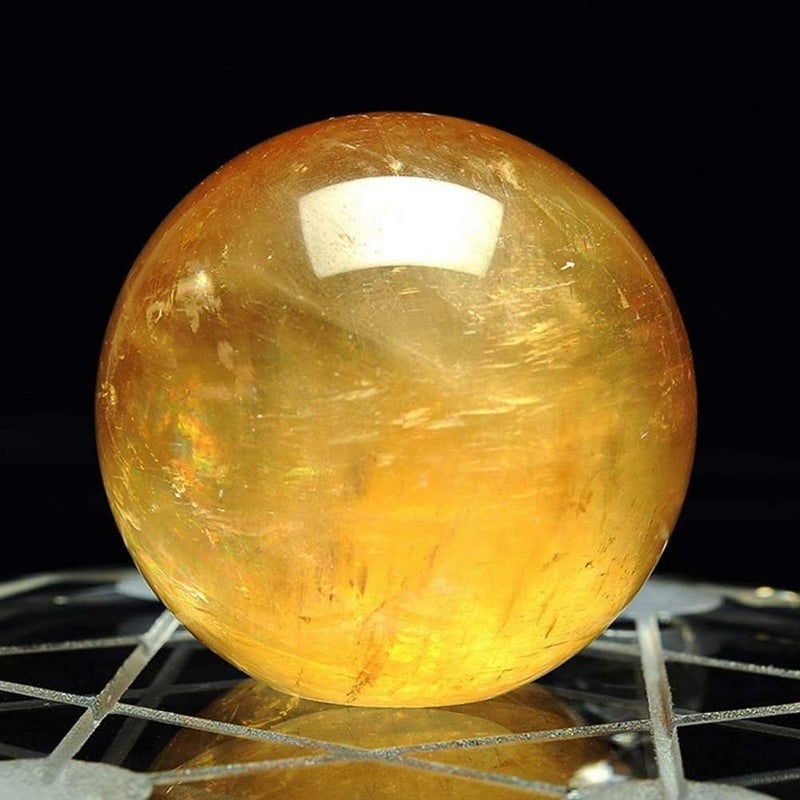 Wixine 1Pcs 40mm Yellow Citrine Quartz Crystal Sphere Ball Healing Gemstone - Image 2